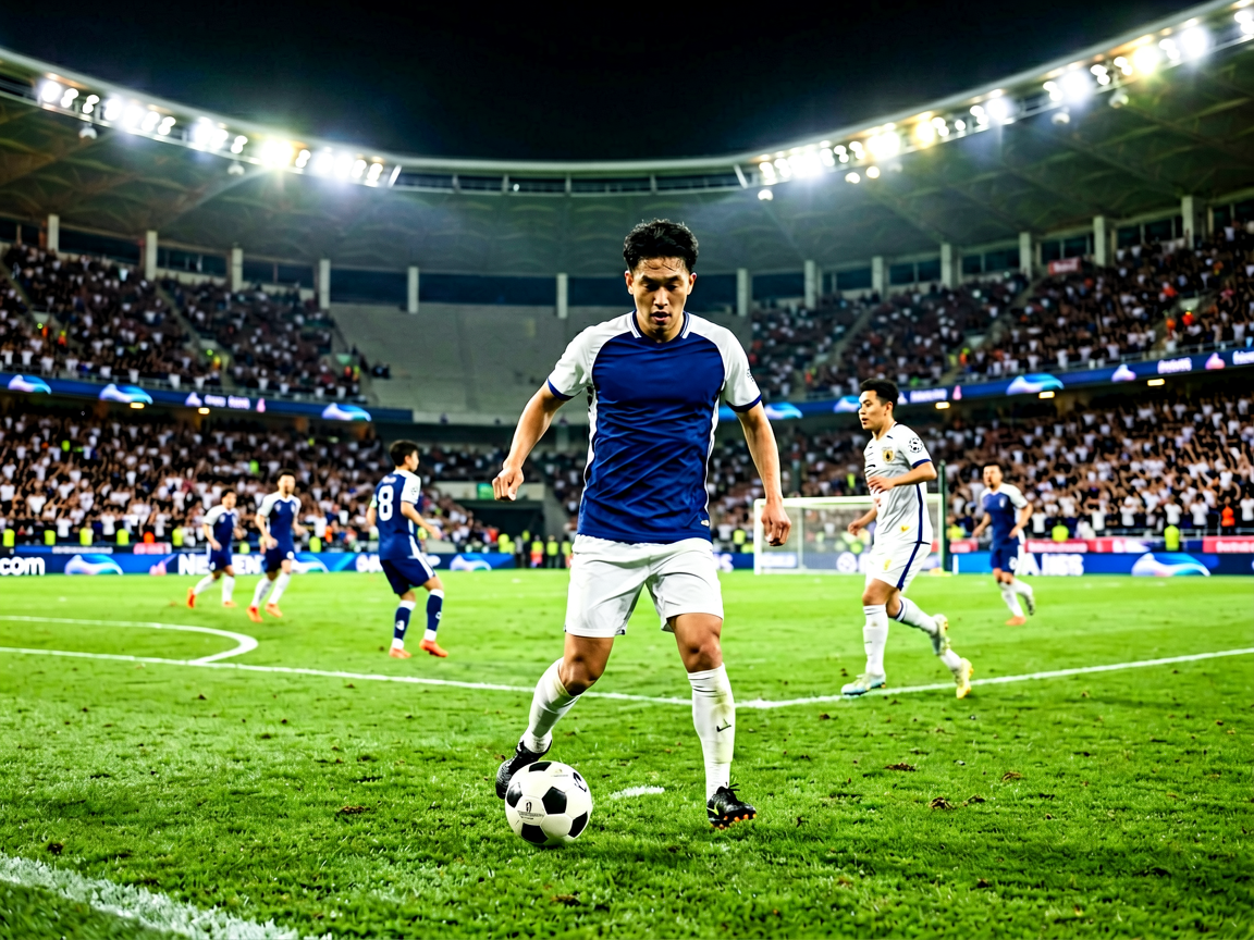 8688体育足球赛事解决方案：专业足球场夜间比赛场景，灯光璀璨，观众热情